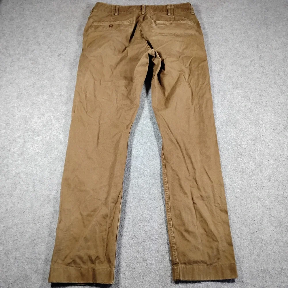 Buck Mason Officer Pant Mens 31 Brown Slub Twill Chino Casual Button Fly Pants